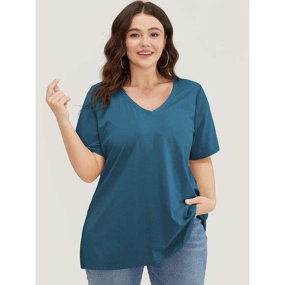 BloomChic Tops - 3X 22 24  Special Cooling Design V Neck Short Sleeve T-Shirt Top BloomChic